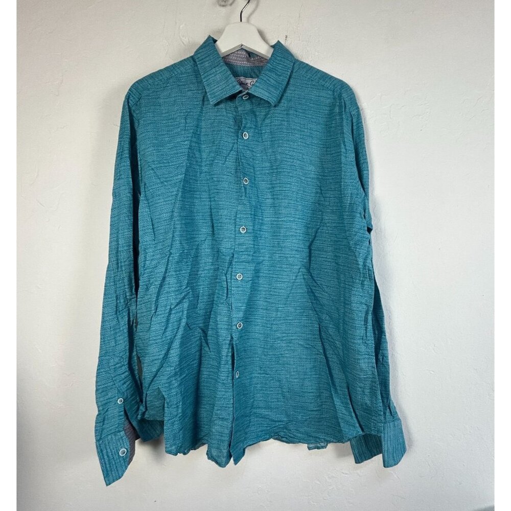 Robert Graham Mens Brixton Classic Fit Long Sleeve Button Up Shirt XXL Blue